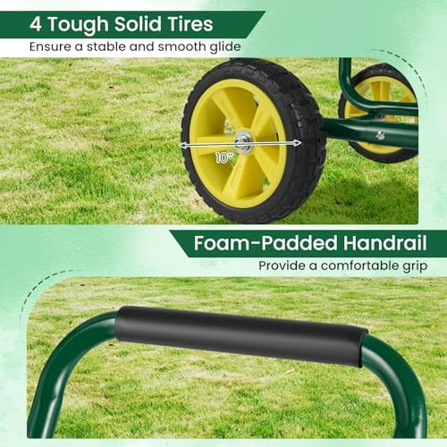 Goplus Garden Hose Reel Cart, 300 ft 5/8" or 400 ft 1/2", Heavy-Duty Metal Hose Cart w/ 4 Wheels, Storage Basket, Portable Water Hose Organizer for Yard Planting Lawn - Image 5