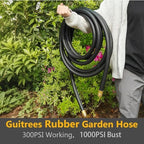Guitrees 100FT ×1 inch Heavy Duty Rubber Garden Hose - 200psi Working, 1000psi Burst - Hot/Cold Water - Five-Layered Braiding for Durability - Versatile for Gardening, Agriculture, Construction(Black) - Image 5