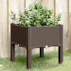 Raised Garden Planter Box with Legs 15.7" Rattan Look Brown - Image 2