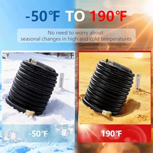 5/8" Garden Hose 200ft, -40℉ To 190℉ Hot/Cold Rubber hose, Black - Image 4