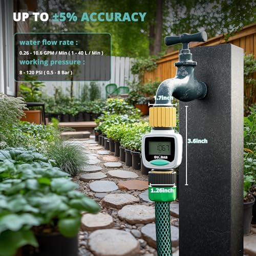 QUOBAS Water Flow Meter with Brass Fittings, Garden Hose Flow Meter for RV - Image 4