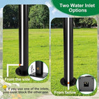Stainless Steel 60/95cm Water Dispenser Column, Round with Water Tap and Hose Connector Free-Standing Garden Tap Outdoor Spigot, Vertical Water Hydrant(Black,60cm/23.6in,Style 3) - Image 4