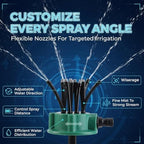 360°Coverage Precision Garden Irrigation Sprinkler, Adjustable Water Saving System Heavy Duty Spike Base, multidirectional lawn sprinkler Stable Rotating Water with Wide Coverage for Yard (3 PCS) - Image 2