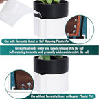8 Inch Self-Watering Planter Pot with Terracotta Insert, Deep Water Reservoir, and Ceramic-Alike BPA-Free Plastic Planter Pot for Plant, Modern Planter for Houseplants, White/Black, 53-B-T-4 - Image 3