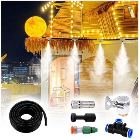 ERRULAN Commercial Misting Water Cooling System, Adjustable Water Flow Spray Kit for Restaurant, Bar, Café & Outdoor Seating, Heat Relief Cooling System by ERRULAN