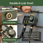 Vego 2 Zone Sprinkler Timer with Brass Inlet- Watering Timer for Garden Hose with Dual Channel Programmable Rain Delay/Manual Watering/Automatic Irrigation - Water Hose Timer for Yard Lawn - Image 7