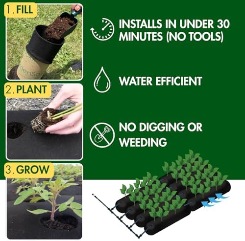 4x8 (32 sq ft) Raised Garden Bed Kit with Built-in Drip Irrigation Watering System – Flexible Fabric Grow Bag Planter for Vegetables, Herbs & Flowers, Outdoor & Indoor, No Tools Required - Image 3