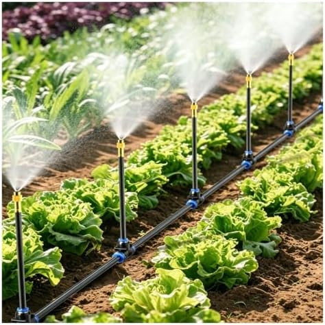 Drip Irrigation System for Garden Watering, Flexible 360° Adjustable Spray Direction, Swivel Brass Nozzle, 16.4 ft (5m) Hose for Raised Bed by Unknown