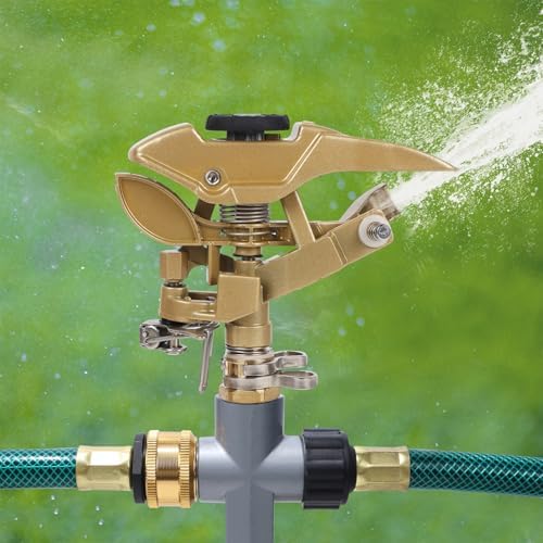 Biswing 2 Pack Impact Sprinklers on Metal Step Spike, Heavy Duty Zinc Alloy Lawn Sprinkler Head on Spike Base, Adjustable 360 Degree Watering Sprinkler for Large Area Grass Garden Irrigation - Image 3