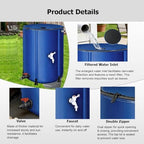 Portable Collapsible Rain Barrel, 13-264 Gal Water Storage Tank Catcher Container with Filter Spigot to Collect Rainwater from Gutter, Rainwater Collection System(Blue,1x1.25m/1000L/264gal) - Image 3