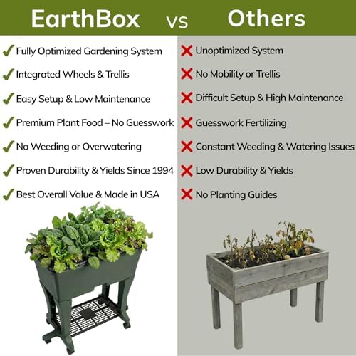 EarthBox Raised Garden Bed with Legs – Elevated Self Watering Planter Box with Wheels, Storage Shelf, Premium Plant Food, Easy Assembly, Made in USA, Dark Green - Image 3