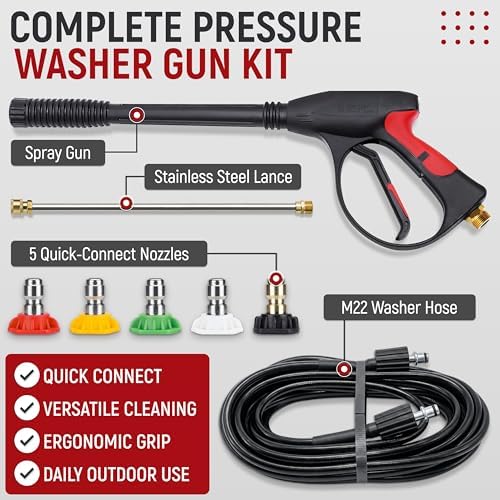 Pressure Washer Gun, 3000 PSI Max, M22-14 mm Copper Connector - Image 2
