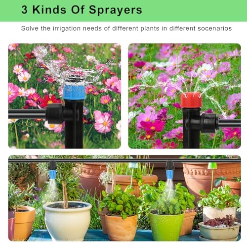 250FT Drip Irrigation Kit – 2026 New Quick-Connect Micro Irrigation System with 1/4'' 1/2'' Tubing, Locking Nozzle Emitters, Adjustable Misting Sprayers for Gardens, Lawns,Raised Beds and Greenhouses - Image 6