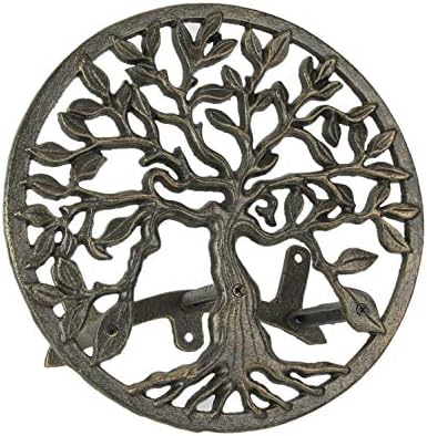 Zeckos Garden Hose Holder Tree of Life 12 Inch Cast Iron Bronze by Zeckos