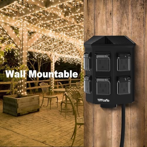 TiFFCOFiO Outdoor Power Strip Waterproof, 24 Hour Mechanical Timer, 15 ft Extension Cord, 6 Grounded Outlets for Outdoor Lights, ETL Listed (15 FT) - Image 7