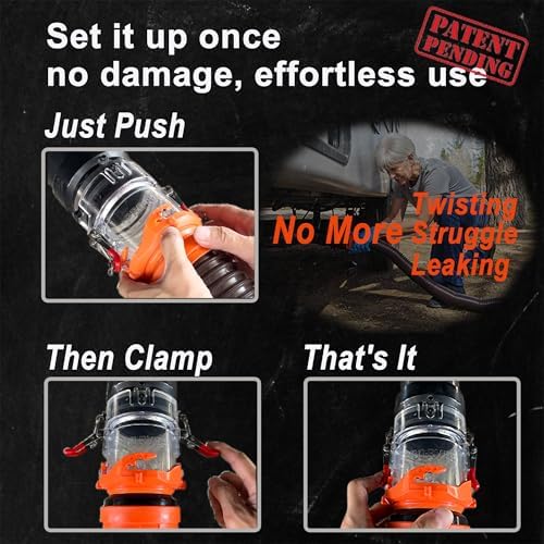 RV Sewer Hose Connector- Push & Clamp Lock System (Push & Lock Connector 1 pcs) - Image 4