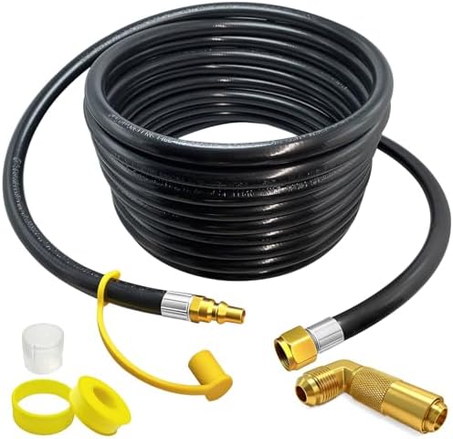 24ft RV Quick Connect Propane Hose for RV to Grill Low Pressure LP Gas Hose w/Elbow Adapter,1/4" Quick Plug x 3/8" Female Flare for Blackstone 17"/22" Griddle/Weber Grill/Camp Chef Stove/Fire Pit etc. by Unknown