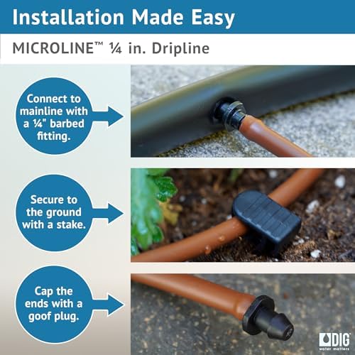 ML-506B ¼” 500’ MICROLINE™ Dripline, 6” Dual Outlet Emitter Spacing, UV-Resistant, Durable Poly Tubing for Garden Irrigation, Flexible, Water-Efficient, Easy Installation, Long-Term Use (Brown) - Image 4