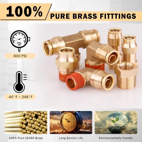 CheeMuii 124PCS Brass DOT Air Line Fittings with 4 Roll 50FT DOT Air Lines - Image 4
