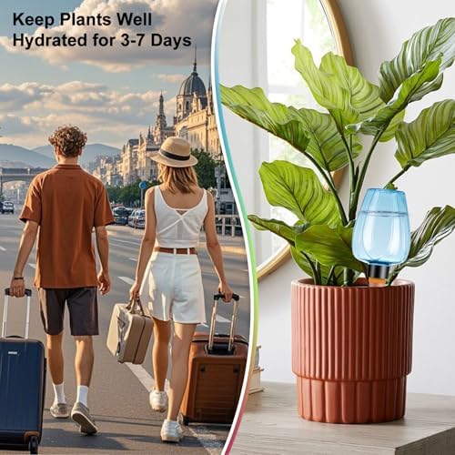 8 Pcs Plant Watering Globes Self Watering Planter Insert Plants Top Fill Water Device Plastic Water Bulbs Slow Release Terracotta for Plants, Multicolor - Image 4