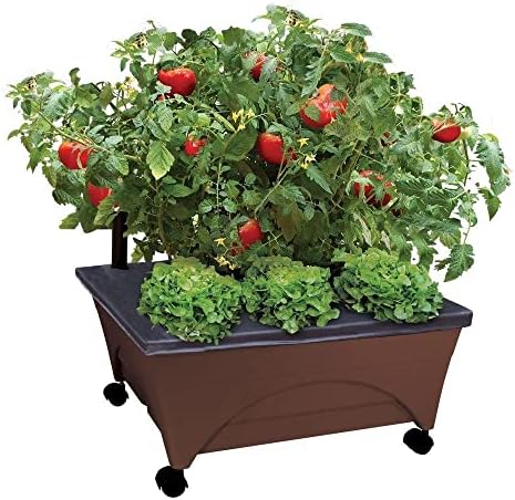 Emsco Group 2345 City Raised Bed Grow Box – Self Watering and Improved Aeration – Mobile Unit with Casters Picker, Earth Brown by EmscoGroup