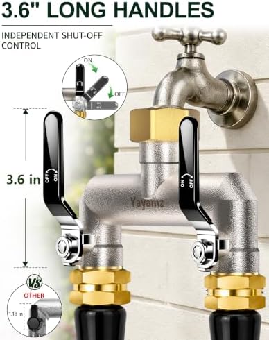 2-Way Garden Hose Splitter, Heavy-Duty Brass, 3/4" GHT, Black - Image 6