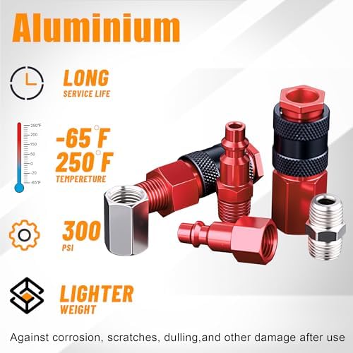 34PCS 1/4" Aluminum Air Hose Fitting Coupler & Plug Compressor Kit - Image 4