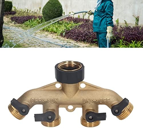 4 Way Water Splitter Brass, Heavy Duty Ball Valve Water Distributor, Rustproof Outdoor Faucet Adapter and Multi Port Garden Hose Manifold for Irrigation Car Wash - Image 7