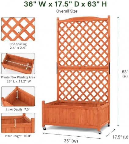 Trellis Raised Garden Bed with Wheels Trellis for Climbing Plants Outdoor - Image 2