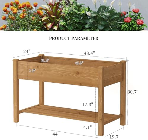 Wooden Planter Elevated Wooden Raised Garden Bed with Legs Planter Box - Image 2