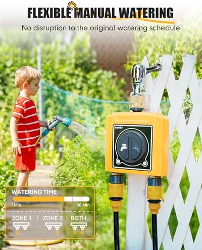 Automatic WiFi Water Timer 2 Zone& 5ft Leader Hose Bundle | Sprinkler Timer for Drip Irrigation, Sprinklers, Potted Plants | Easy Setup, Leak-Proof, Lightweight - Image 4