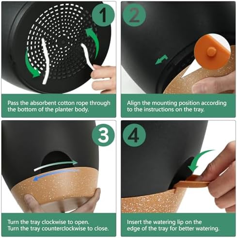 Indoor Pots For Plant Self Watering Plant Pots For Lazy People, 8/7.5/7/6.5/6/5.5/5 Inch,Black Plastic Self Watering Planter For All Houseplants,Succulent, African violets, Flowers And Cactus - Image 3