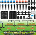 240FT Drip Irrigation System Kits - Automatic Garden Watering Sprinkler with 1/2 & 1/4 inch Tubing Hose Patio Misting Plant Irrigation Water Equipment Quick Connector for Greenhouse Flower Beds Lawn by Rafow