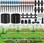 240FT Drip Irrigation System Kits - Automatic Garden Watering Sprinkler with 1/2 & 1/4 inch Tubing Hose Patio Misting Plant Irrigation Water Equipment Quick Connector for Greenhouse Flower Beds Lawn by Rafow