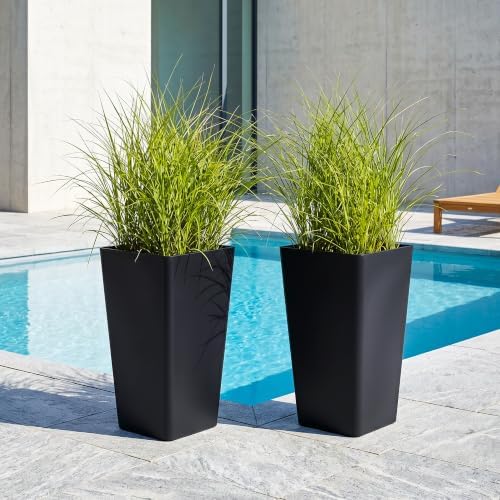 KOL Planters for Outdoor Plants, 20 Inch Tall Black Plant Pots, 2 Pack - Image 6