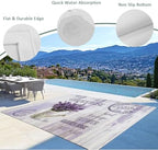 Lavender Flower 3x5 Waterproof Outdoor Rug with Non‑Slip Backing Watering Can Purple Old Postcard Wood Machine Washable Deck Patio Rug Mat for Camping, RV, Garden, Balcony Pool - Image 5