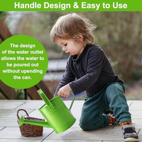 Green Metal Watering Can, 1.5L for Kids Comfort Handle - Image 6