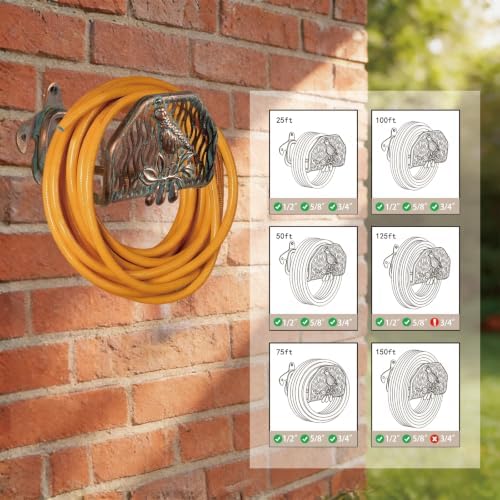 Garden Hose Holder Wall Mount for Outdoor Yard,100lbs Load Capacity Heavy-Duty Water Hose Hanger, Holds 150FT of Wall-Mounted Metal Partridge Decorative Hose Rack Hook for Outside Patio,Garage - Image 3