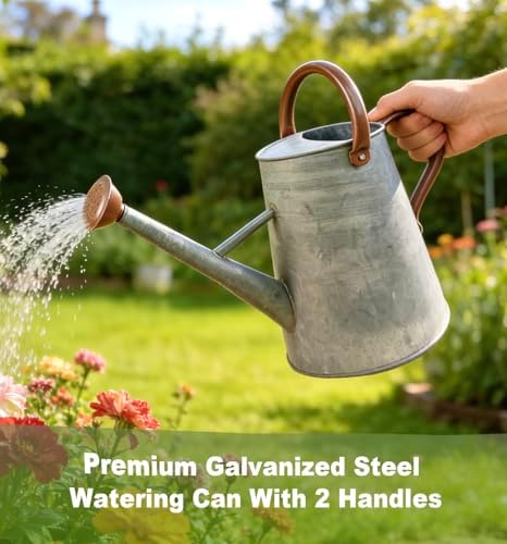 Galvanized Steel Watering Can for Outdoor&Indoor Plants，1.5 Gallon - Image 2