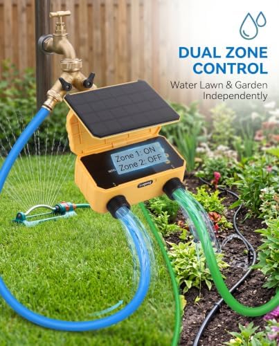 Luqeeg WiFi Sprinkler Timer, Solar Powered Rain Delay App Control 2 Zone Solar Watering System with Accuracy Filter, Sprinkler System | Irrigation Timer for Yard Balcony Garden - Image 6