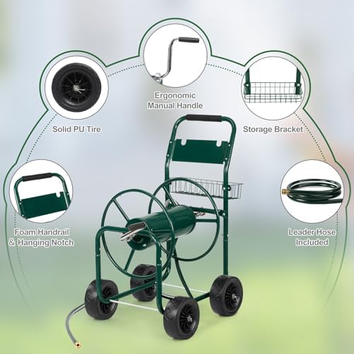 Outvita Garden Hose Reel Cart, Heavy Duty Water Cart for Outside, Green - Image 5