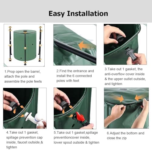 13-264 Gal Collapsible PVC Rain Barrels to Collect Rainwater from Gutter, Portable Rain Water Collection System Catcher Container Storage Tank with Spigot - Image 6