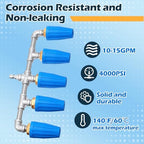 5-in-1 Turbo Nozzle Pressure Washer 4000 PSI 360° Rotating Turbo Nozzle with 1/4" Quick Connector 2.5 Orifice Quintuple Tips (Blue) - Image 4