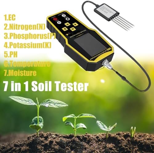 7 in 1 Soil Tester, Nitrogen Phosphorus Potassium NPK Tester, Handheld Soil PH Meter Kit, Temperature, Conductivity, Moisture, EC Meter for ​Petrochemical, Agriculture - Image 2