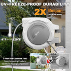 Retractable Garden Hose Reel, 1/2" x 150FT Heavy Duty Auto Hose Reel Wall Mounted, Upgraded UV Resistant with 10 Pattern Nozzle, Any Length Lock & Slow Return System,180°Swivel Bracket,Light Grey - Image 2