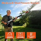 Telescoping Pressure Washer Wand 24 ft Pressure Washer Extension Wand 24 Feet Power Washer Extension Wand Aluminum with Brush Head,Gutter Cleaner, 5 Spray Nozzle Tips, 2 Hose Adapters, Support Belt - Image 4