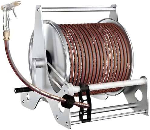 Heavy Duty Anti Rust Stainless Steel Garden Hose Reel Rack-40mHose by Unknown