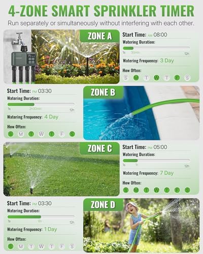 WiFi Water Timer for Garden Hose, Sprinkler Timer 4 Zone, Smart Hose Water with WiFi Irrigation Controller,Voice Control RF433 Automatic Irrigation System/Rain Delay/Manual Watering D34WT06 - Image 6