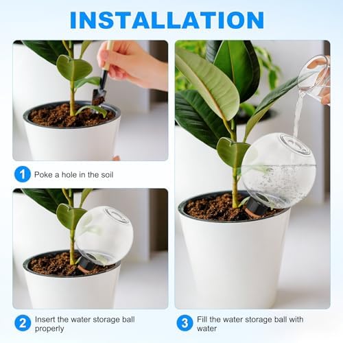M METERXITY 3-Pack Plant Self Watering Globes, 5.4 oz Plastic Bubble Water Bulbs Top Fill for Indoor/Outdoor Plants, Self Watering Spikes Slow Release Terracotta [Transparent] - Image 4