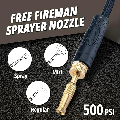 Hydrosteel PRO 50 Ft Heavy Duty Metal Garden Hose with Brass Nozzle - Image 6